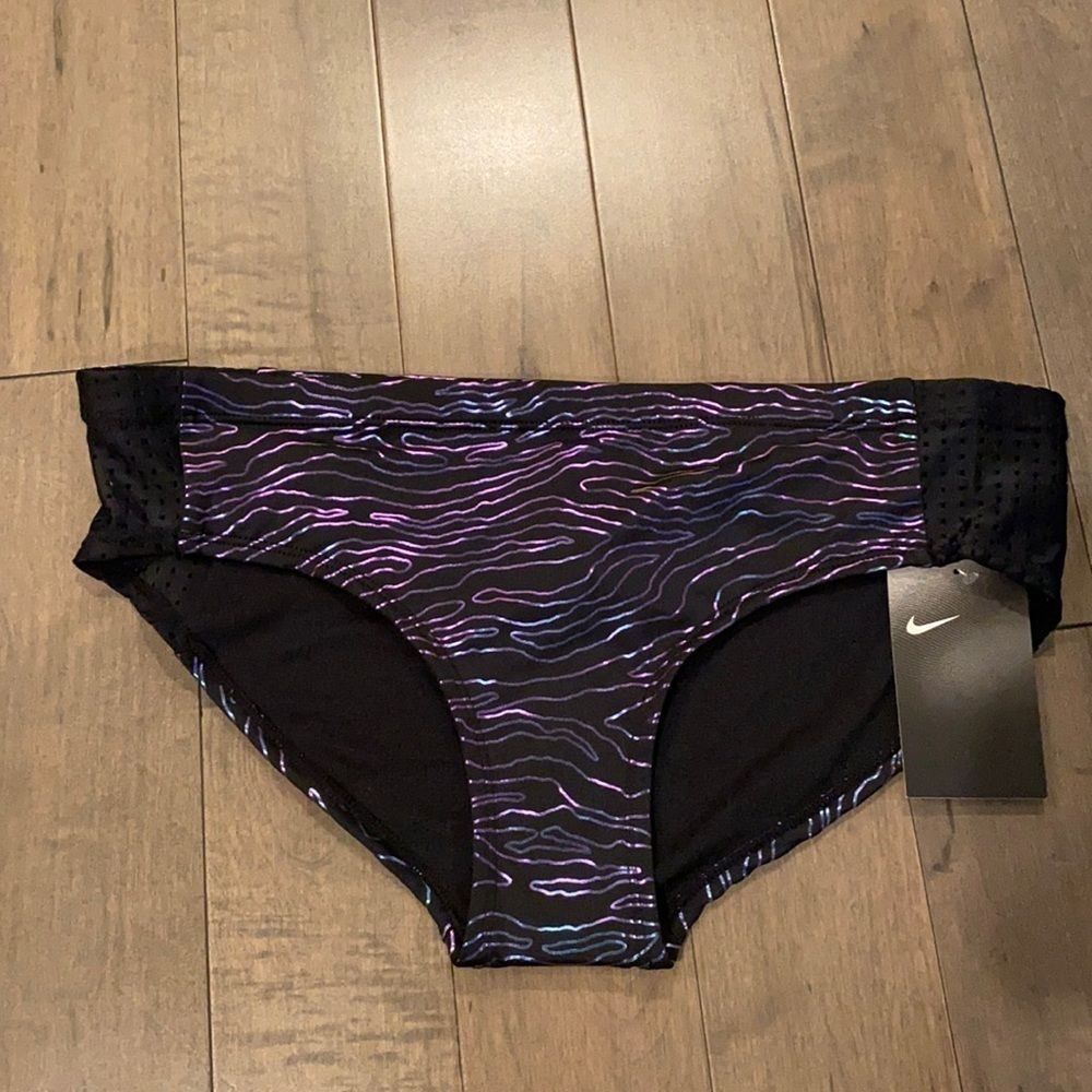 NWT Nike Metallic Shiny Stripes Bikini Bottom L